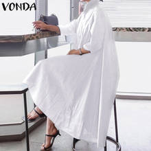 VONDA асимметричное женское платье, сексуальное белое вечернее платье с отложным воротником, офисный Дамский сарафан, повседневное свободное платье размера плюс 2024 - купить недорого