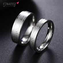 FIMAODZ ЭКГ пара колец простой стиль нержавеющая сталь свадебные кольца для мужчин и женщин обещания ювелирные изделия 2024 - купить недорого
