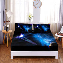 Starry Sky Printed 3pc Polyester  Fitted Sheet Mattress Cover Four Corners with Elastic Band Bed Sheet Pillowcases 2024 - buy cheap