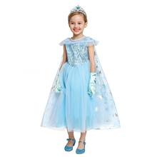 Vestido da elsa vogueon sem mangas, vestido de princesa com lantejoulas fantasia rainha da neve para o verão 2024 - compre barato