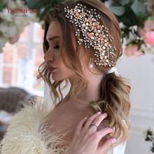 Topqueen-tiara de noiva hp306, acessórios requintados para cabelo, com strass, floral, rosa 2024 - compre barato
