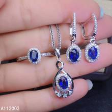 KJJEAXCMY fine jewelry natural sapphire 925 sterling silver gemstone pendant necklace ring earrings set support test exquisite 2024 - buy cheap