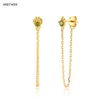 ANDYWEN-pendientes de plata de ley 925 para mujer, Mini pendientes de tuerca de lujo, Clips de cristal para Piercing, joyería fina pequeña de circón 2024 - compra barato