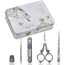 5pcs Sewing Tool Set Vintage Embroidery Sewing Scissors Thimble Needle Storage Case Combination Classical Scissors Needlework 2024 - buy cheap