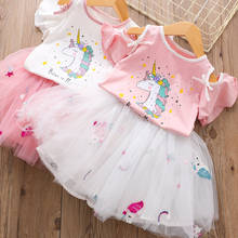 2021 Summer Princess Unicorn Sets Baby Girl Clothes Unicorn Tops+tutu Skirt 2pcs Clothing Kids Dresses for Girls Size 2-7 Years 2024 - buy cheap