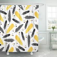 Colorful Pattern Watercolor Black and Yellow Feathers for Celebration Shower Curtain Waterproof Polyester Fabric 60 x 72 Inches 2024 - buy cheap