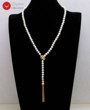 Ожерелье женское из натурального пресноводного белого жемчуга, 6 мм, 20 дюймов 2024 - купить недорого