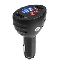 3 in1 Car Cigarette 12V Dual USB Charger LED Thermometer Voltmeter MGO3 2024 - buy cheap