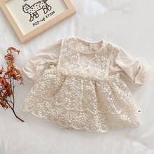 Nova princesa da criança meninas macacão outono rendas bordado roupas da menina do bebê de algodão bebê bodysuits primavera tutu vestido infantil outfit 2024 - compre barato