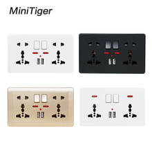 Minitiger-cargador USB de doble puerto, indicador LED, toma de corriente de pared, doble Universal, 5 agujeros, 146mm x 86mm 2024 - compra barato