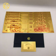 10 unids/lote de billetes de lámina de oro 1000, dragón chino con luz UV de seguridad para colección de dinero 2024 - compra barato
