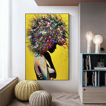 Arte grafite colorida retrato feminino, posteres impressão abstrata sexy nude menina pinturas em tela parede arte imagens para decoração de casa 2024 - compre barato