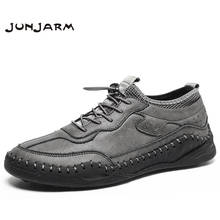JUNJARM High Quality Cow Leather Men Casual Shoes Soft Breathable Lightweight Sneakers Outdoor Driving Shoes Big Size 38-48 2024 - buy cheap