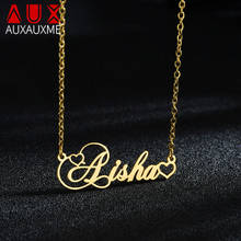 Auxauxme Custom Name Choker Necklaces Golden Stainless Steel Heart Personlized Jewelry for Women Birthday Gifts 2024 - buy cheap