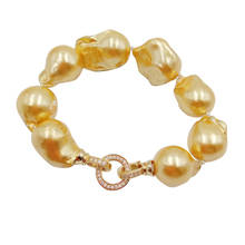 freshwater pearl bracelet,gold pearl ,100%  FRESHWATER GOLD Baroque PEARL BRACELET-good quality-big baroque pearl BRACELET 2024 - buy cheap