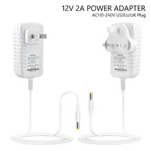 White AC 110V-240V TO DC 12V 2A Power Supply Adapter US EU UK Plug 5.5x2.1mm Connector For 5050 3528 Strip LED CCTV Camera 2024 - buy cheap