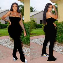 Sexy Bodycon Stacked Jumpsuit Women Spaghetti Strap Backless Body Overalls One Peice Ruched Leggings Pants Rompers Club Outfits 2024 - buy cheap
