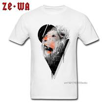 Hunger Strike T-shirt Men Classic White Tshirt Lion Graffiti Design T Shirts Triangle Print Tops High Street Tees Cotton Clothes 2024 - buy cheap