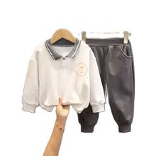 2020 Autumn New Childrens Sports Suit Boys Girls Casual Solid Color Lapel Sweater+Sports Trousers 2pcs Outfit Set 1-5 Years 2024 - buy cheap