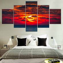 Red Sunset Art Poster Five Piece Set HD Canvas Painting Modular Mural Wall Home Decor Bedroom Art Picture Gift Artwork Frame 2024 - buy cheap