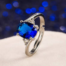 DAIWUJAN классический овальный Сапфир Регулируемые кольца 925 стерлингового серебра кольца из синих драгоценных камней для женщин, ювелирное изделие для помолвки, свадьбы 2024 - купить недорого