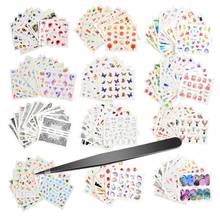 1 Tweezers +12 Nail Sticker Water Flower Butterfly Decals Sticker Lots Nail Art Tattoo DIY Full Slider Manicure Decorations 2024 - купить недорого