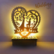 Adornos de madera para boda, luz LED, decoración de boda, mesa portátil, suministros de recuerdo 2024 - compra barato