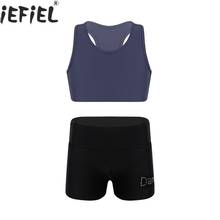 Kids Activewear Girls Tankini Athletic Outfit Sleeveless Crop Top Bottoms Sports Shorts Ballet Dance Costume Gymnastics Workout 2024 - buy cheap