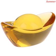 New 1Pc/2Pcs Glaze Citrine Ingot Artificial Chinese Ancient Gold Ingot Chinese Feng Shui Mascot Money LUCKY Fortune Wealth 2024 - buy cheap