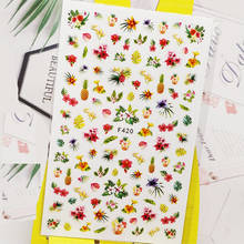 3D Nail Sticker Decals Pineapple Flowers Design Nail Art Decorations Stickers Sliders Manicure Accessories Nails Decoraciones 2024 - buy cheap