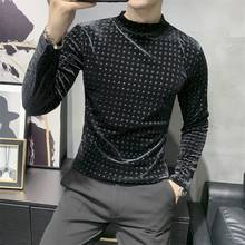 Fashion 2020 Polka Dot T Shirt Men Autumn Winter New Long Sleeve Mens Casual T-Shirts All Match Slim Fit Turtleneck Men Tees 3XL 2024 - buy cheap