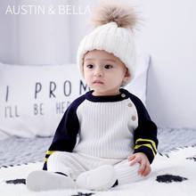 Suéter para bebês de 3 a 24 meses, pulôver dividido para bebês pequenos com cintura alta, gola redonda, moda para outono e inverno, roupas para meninos 2024 - compre barato