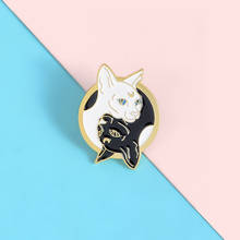 Yin Yang Cat Metal Enamel Brooch Cartoon Tai Chi Cat Badge Couple Cat Pin Cute Fashion Lapel Backpack Jewelry Gift For Friends 2024 - buy cheap