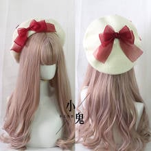 Japanese Kawaii Beret Hat Lolita Teenage heart Sweet Woolen Handmade Cute Lace Bowknot Warm Autumn Winter Painter Hat Headdress 2024 - buy cheap