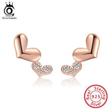 ORSA JEWELS Sweet Double Hearts Stud Earrings 925 Sterling Silver with Rose Gold Plating Woman CZ Fashion Earring Jewelry EQE25 2024 - buy cheap