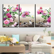 Diy 5d pintura diamante peônia flores pássaros e borboletas ponto cruz quadrado redondo diamante bordado decoração de casa arte 2024 - compre barato