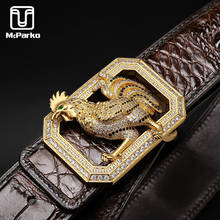 McParko Genuine Crocodile Leather Belt Men Luxury Business Trouser's Belt Stainless Steel Rooster Waist Belt Crocodile Back Skin 2024 - buy cheap