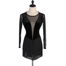 Novo vestido de dança latina feminino sexy transparente dança latina tassel saia tule prática vestido de dança incluindo calças de segurança 2024 - compre barato