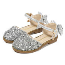 SKOEX Children's Princess Shoes Glitter Bows Girl's Flat Slip-on Wedding Party Dress Uniform Shoes for Little Girls Kids Sandals 2024 - buy cheap