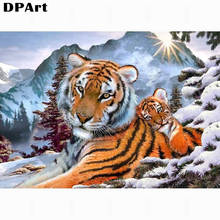 Diamante de imitación cuadrado/redondo, pintura completa 5D, Animal, Tigre, madre e hijo, bordado de diamantes de imitación, punto de cruz de cristal M120 2024 - compra barato