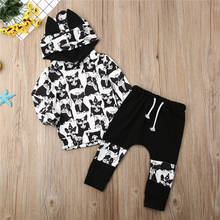 Kids Baby Girls clothes animal print pullover long sleeve Hooded Tops Bandage Geometry Pants 2pc newborn cotton Toddler Outfits 2024 - buy cheap