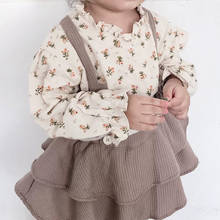 Bebê meninas roupas outfits 2021 bebês conjuntos de roupas menina primavera outono linho algodão meninas blusa floral camisa vestido 2024 - compre barato