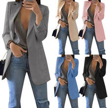 Moda cor sólida lapela manga longa negócios mulheres blazer casaco terno jaqueta outerwear feminino outerwear blazers outerwear alta qualidade 2024 - compre barato