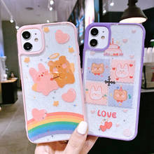 Cute Transparent Bear Case for IPhone 11 Pro XS Max Case Silicone Glitter Soft Cover for IPhone SE 2020 XR X XS 7 8 Plus Case 2024 - buy cheap