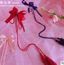 Princess sweet lolita hairpin Japanese soft girl's lovely bow knot long tassel ribbon hair clips a pair of fringe clips HZQX063 2024 - buy cheap