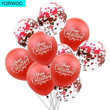 Yoriwoo balões de festa de aniversário com 10 peças, decoração de dia dos namorados, balão em látex com confete para decoração de festa romântica, presentes para namorada 2024 - compre barato