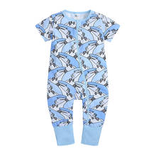 Unissex bebê macacão de algodão roupas menino recém-nascido verão macacão meninas roupas tubarão macio zíper infantil pijamas corpo terno 0-24m 2024 - compre barato