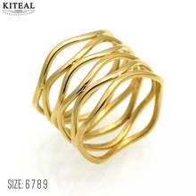 Популярные новые золотые кольца KITEAL для женщин и подруг, стильные, простые, волнистые, по цене в евро, Роскошные ювелирные украшения 2024 - купить недорого