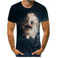 Горячая Распродажа, летняя модная повседневная спортивная футболка с 3D принтом кошки, красивая дышащая футболка с круглым вырезом и короткими рукавами 2024 - купить недорого
