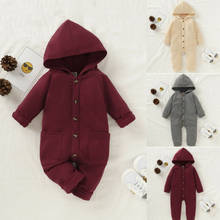 Newborn Baby Boy Girl Hooded Romper Long Sleeve Pockets Jumpsuit Solid Hoodies Romper Autumn Unisex Baby Cotton Clothes 0-18M 2024 - buy cheap